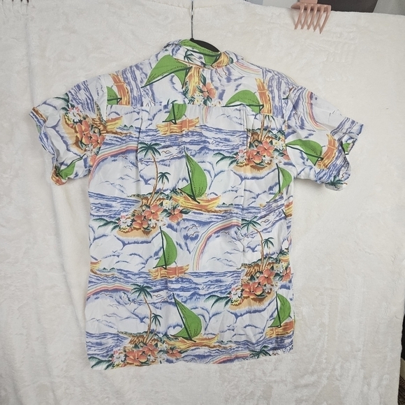 Vintage Hawaiian Shirt Oak Tree Small Tropical Beach Retro Hawaii - Picture 9 of 10
